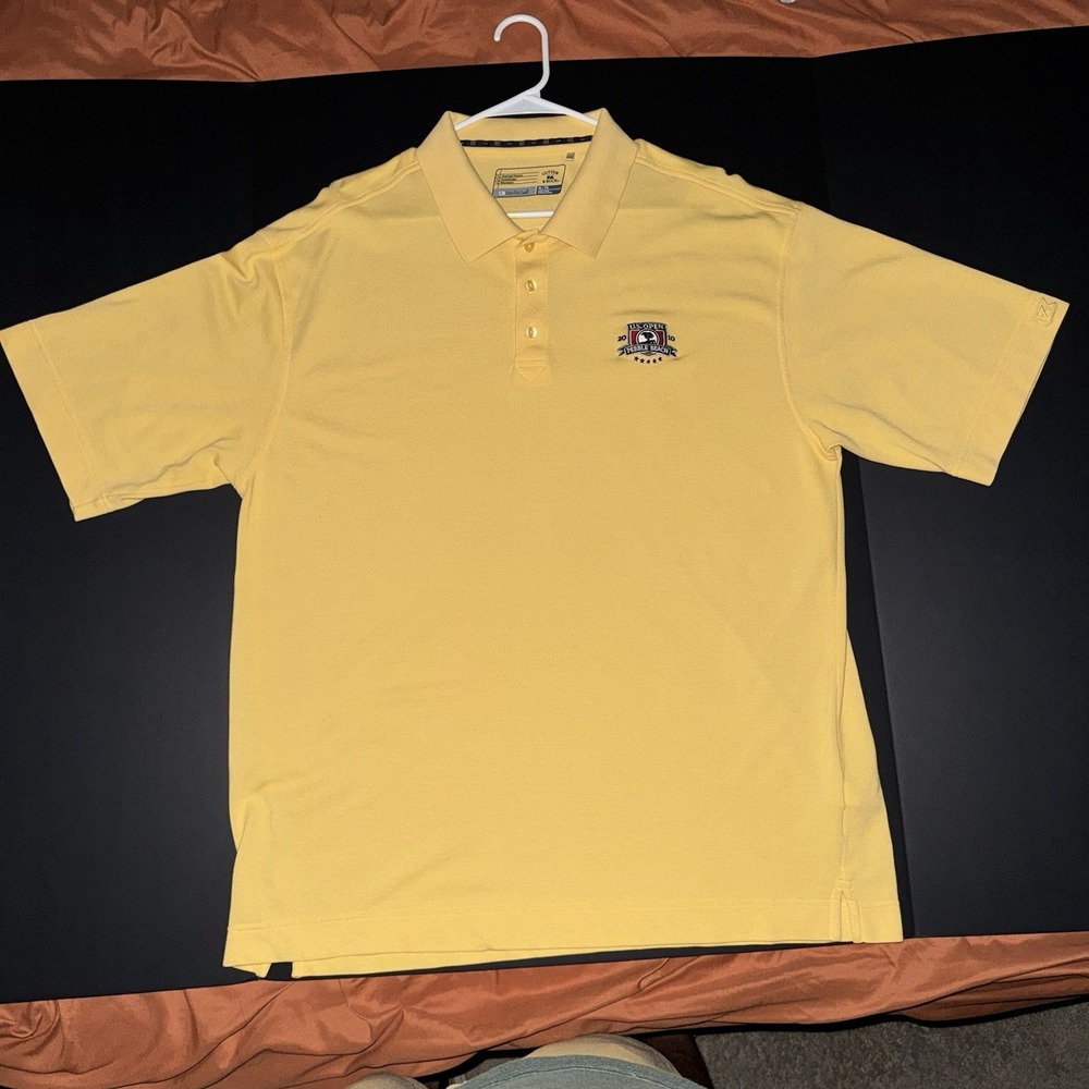 Men's XL Cutter &‎ Buck Yellow Golf Polo U.S. Open 2010 Pebble Beach Vintage